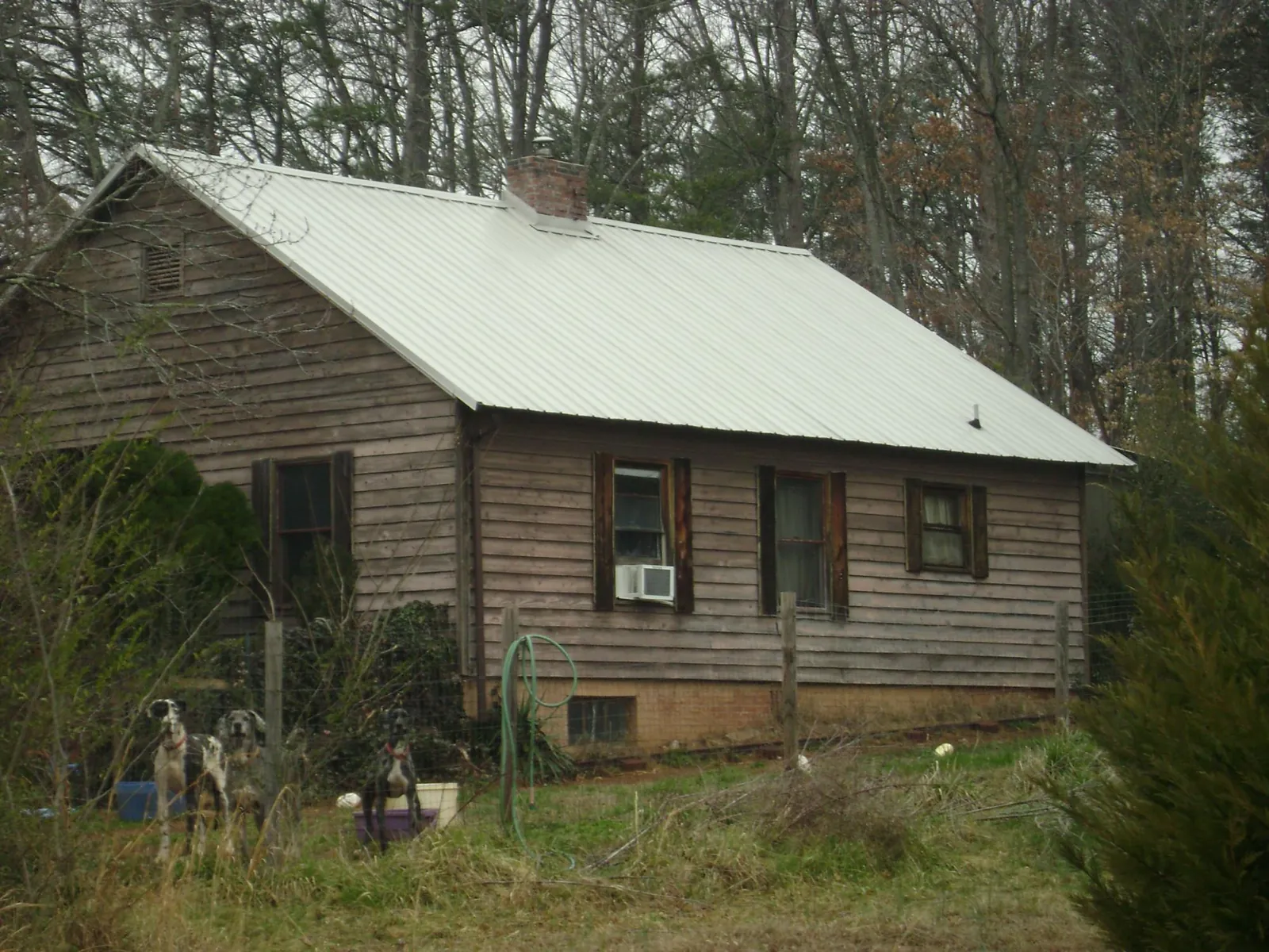 White metal roof on an old wood sided farmhouse, from a Metal Roof Installation job in Teeds Grove